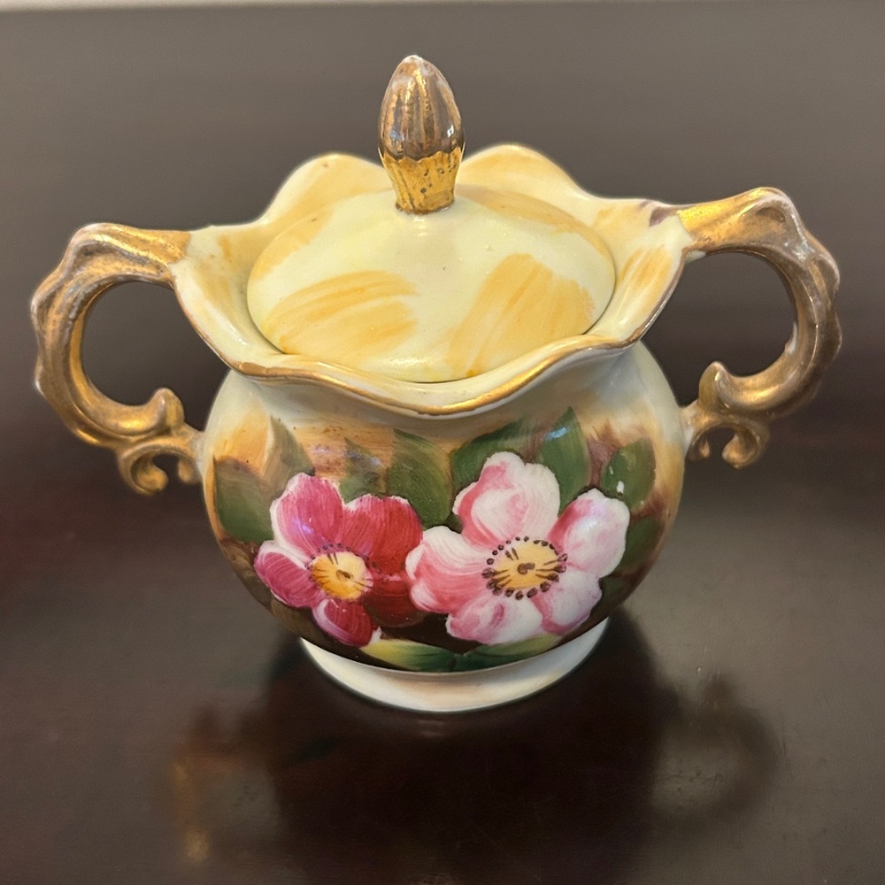 🌻HOST PICK 🌸VINTAGE ENESCO JAPAN HAND PAINTED PORCELAIN 3-PIECE TEA SET - Picture 8 of 15